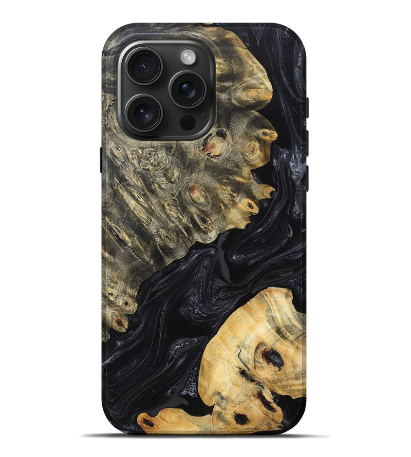 iPhone 16 Pro Max Wood Live Edge Phone Case - Kelsey (Black & White, 766651)