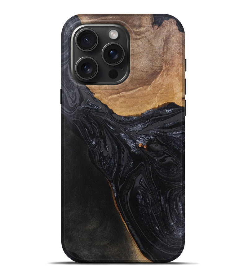 iPhone 16 Pro Max Wood Live Edge Phone Case - Ruthie (Black & White, 766654)