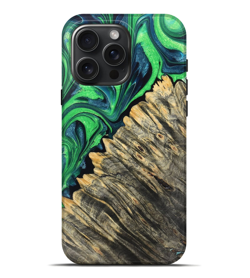 iPhone 16 Pro Max Wood Live Edge Phone Case - Jarrett (Green, 766655)