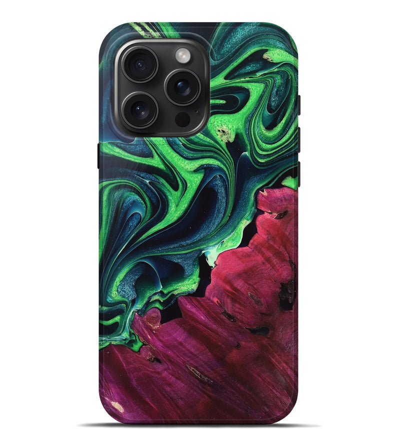 iPhone 16 Pro Max Wood Live Edge Phone Case - Jerald (Green, 766657)