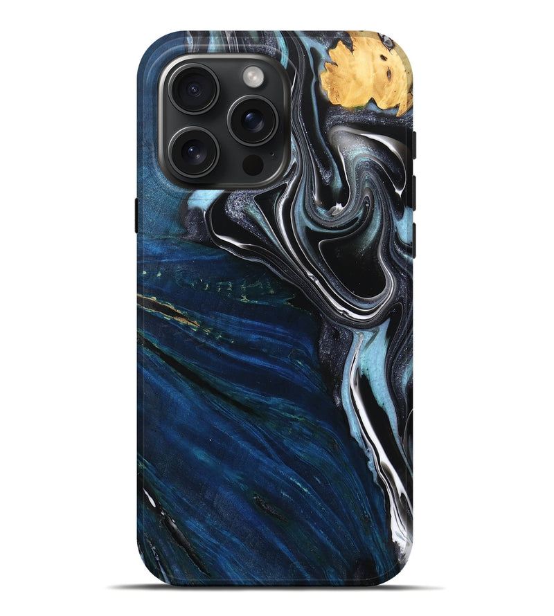 iPhone 16 Pro Max Wood Live Edge Phone Case - Karli (Blue, 766659)