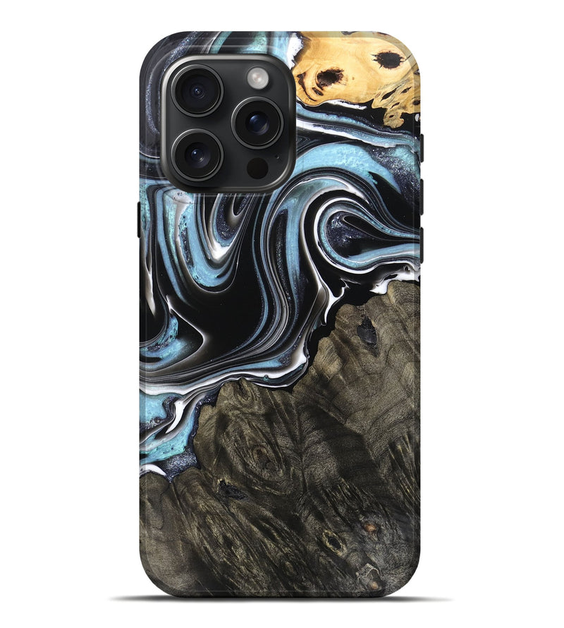 iPhone 16 Pro Max Wood Live Edge Phone Case - Jordyn (Black & White, 766660)