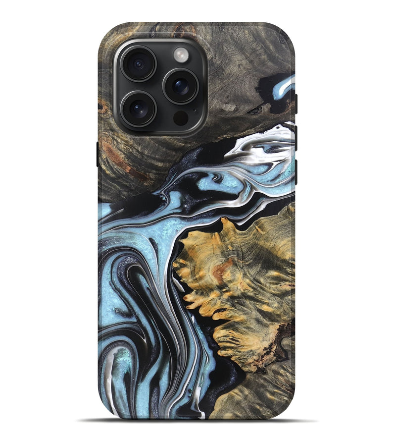 iPhone 16 Pro Max Wood Live Edge Phone Case - Kohen (Blue, 766661)