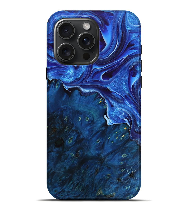 iPhone 16 Pro Max Wood Live Edge Phone Case - Duane (Blue, 766670)
