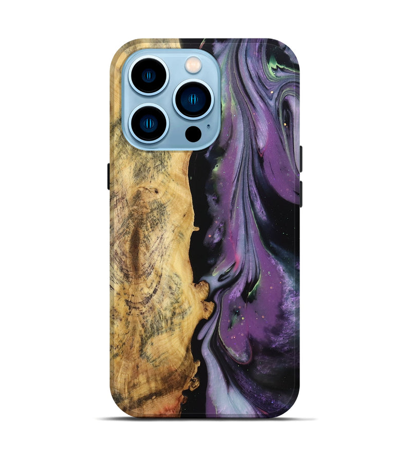 iPhone 14 Pro Wood Live Edge Phone Case - Janessa (Purple, 766791)