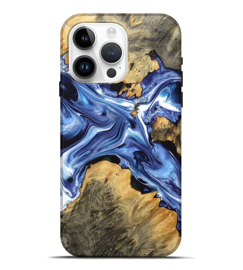 iPhone 15 Pro Max Wood Live Edge Phone Case - Hayes (Blue, 766795)