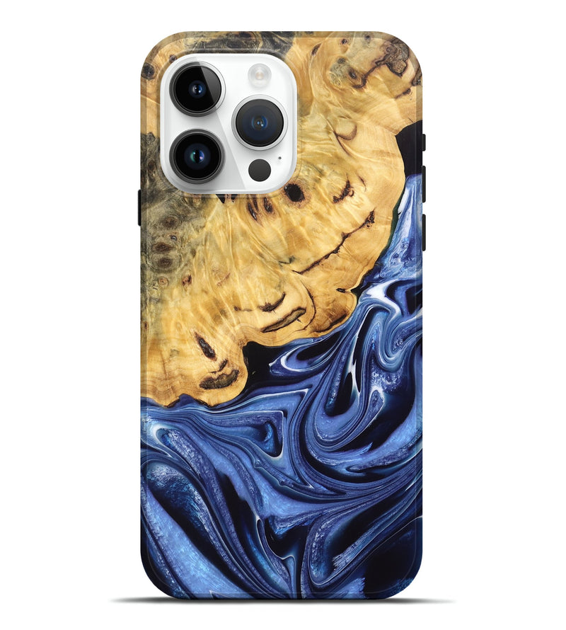 iPhone 15 Pro Max Wood Live Edge Phone Case - Yulissa (Blue, 766796)
