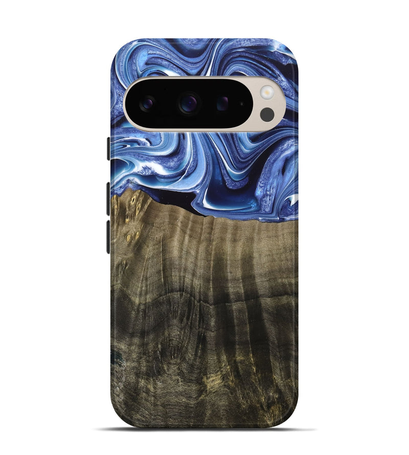 Pixel 9 Pro Wood Live Edge Phone Case - Chanda (Blue, 766797)