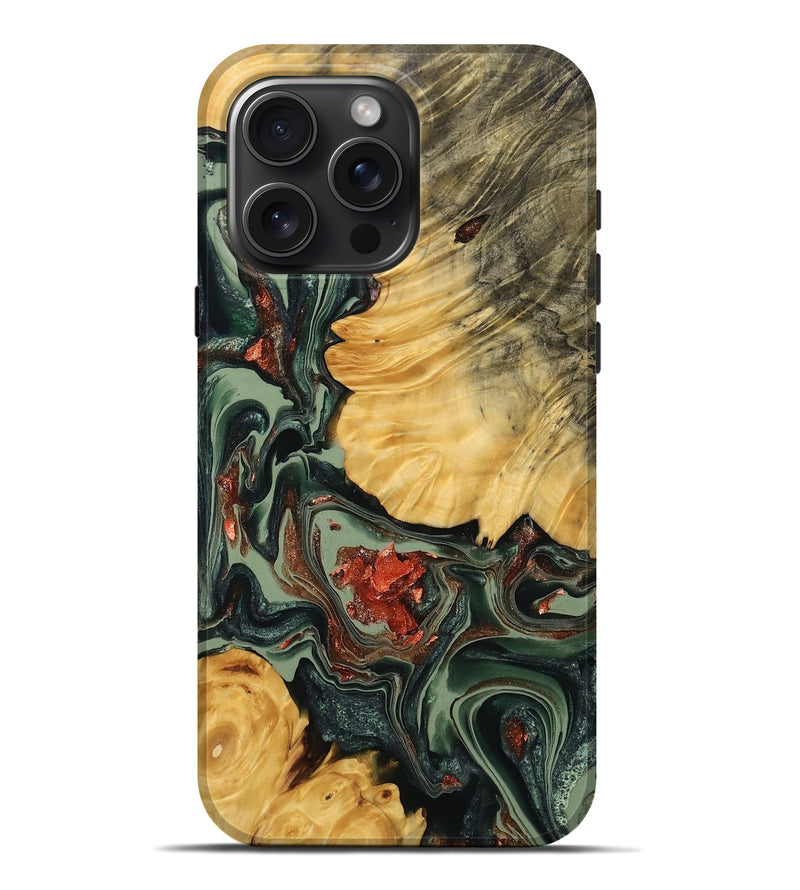 iPhone 16 Pro Max Wood Live Edge Phone Case - Dior (Green, 766808)