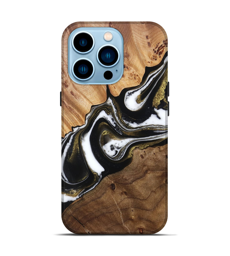 iPhone 14 Pro Wood Live Edge Phone Case - Virgil (Black & White, 766812)