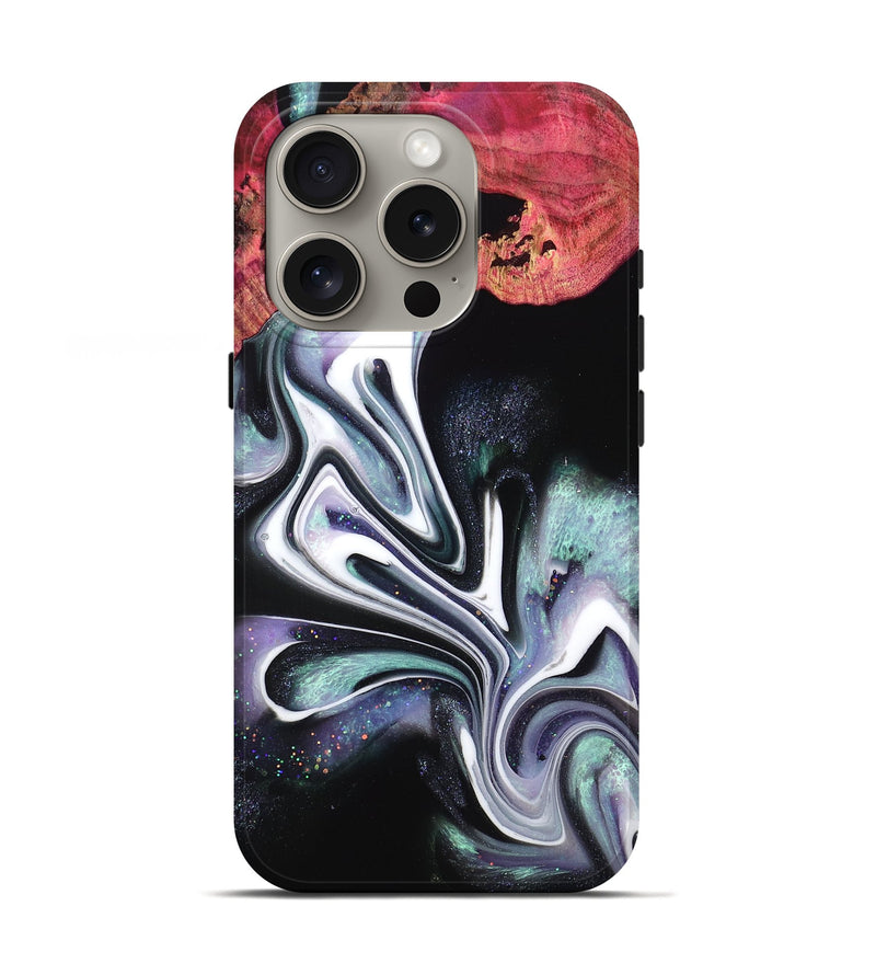 iPhone 16 Pro Wood Live Edge Phone Case - Cora (Black & White, 766815)