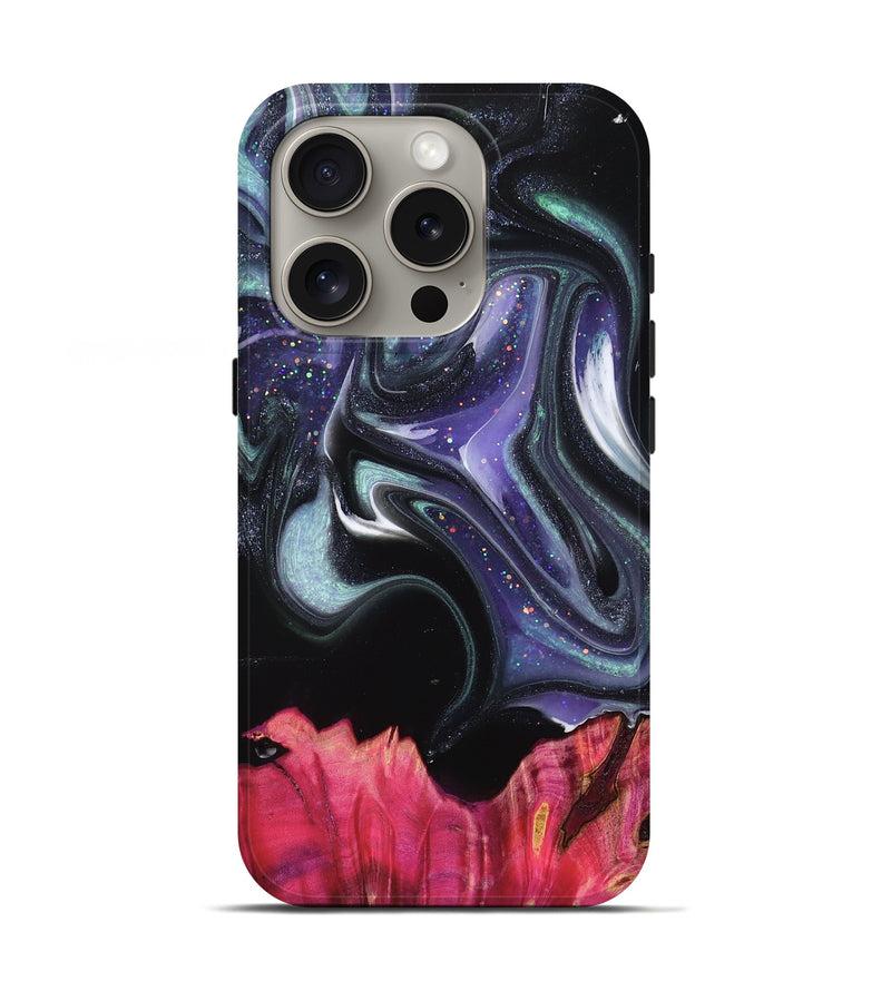 iPhone 16 Pro Wood Live Edge Phone Case - Kinsley (Black & White, 766816)