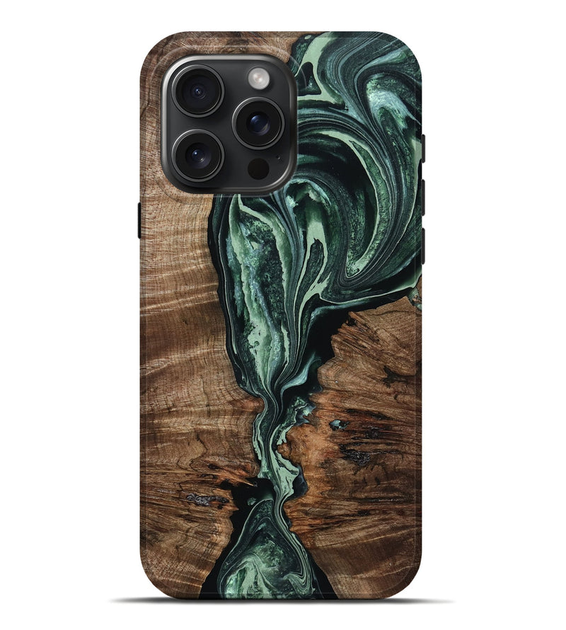 iPhone 16 Pro Max Wood Live Edge Phone Case - Livia (Green, 766943)