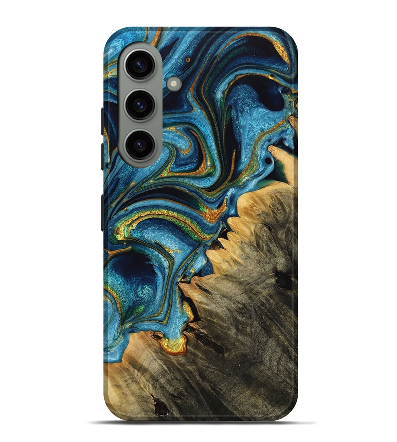Galaxy S24 Plus Wood Live Edge Phone Case - Laylah (Teal & Gold, 766944)