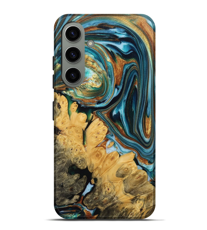 Galaxy S24 Plus Wood Live Edge Phone Case - Jolie (Teal & Gold, 766946)