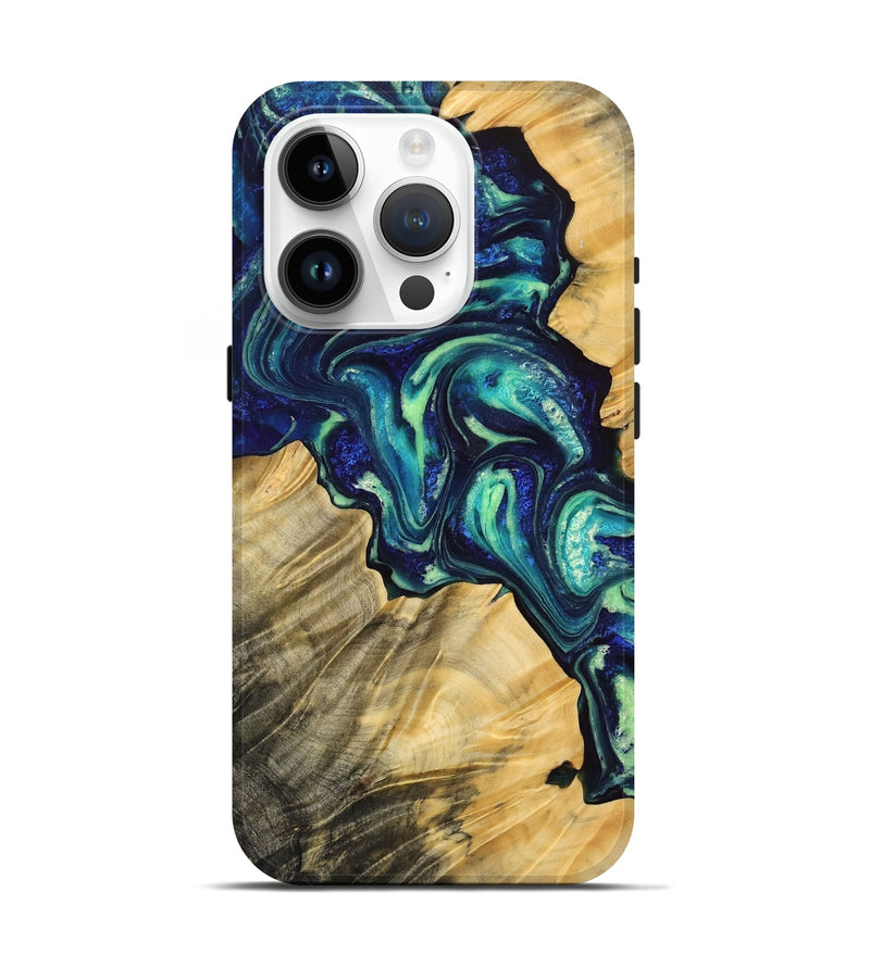 iPhone 15 Pro Wood Live Edge Phone Case - Salina (Blue, 767068)