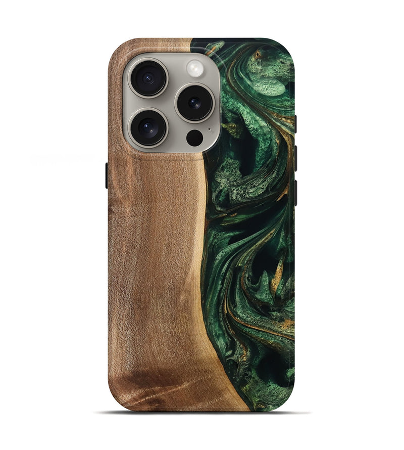 iPhone 16 Pro Wood Live Edge Phone Case - Shari (Green, 767310)