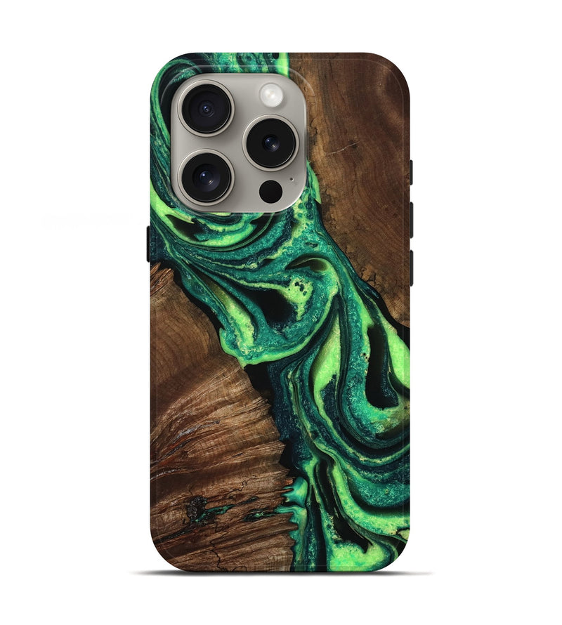 iPhone 16 Pro Wood Live Edge Phone Case - Owen (Green, 767311)