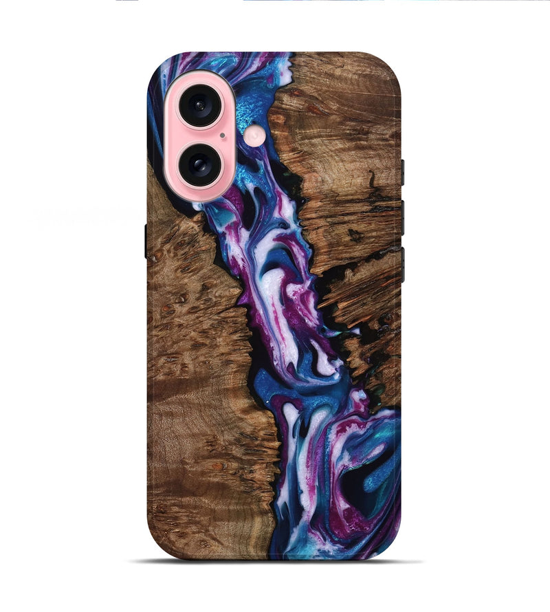 iPhone 16 Wood Live Edge Phone Case - Kolson (Purple, 767315)