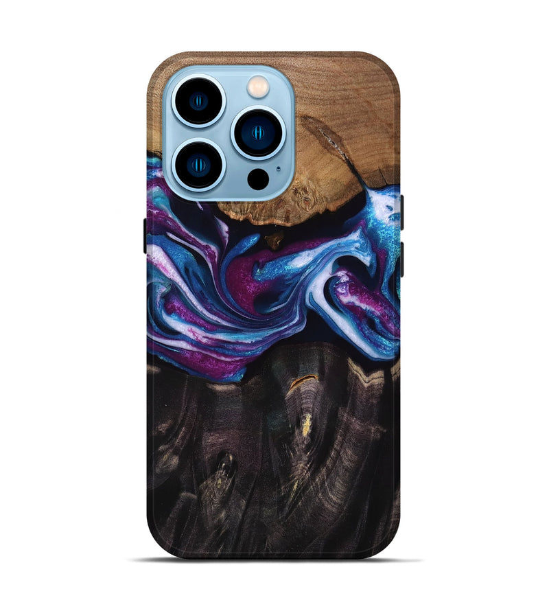 iPhone 14 Pro Wood Live Edge Phone Case - Adhara (Purple, 767316)