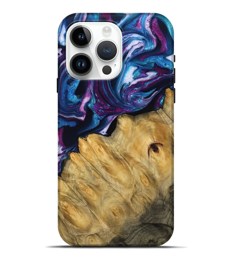 iPhone 15 Pro Max Wood Live Edge Phone Case - Tariq (Purple, 767317)
