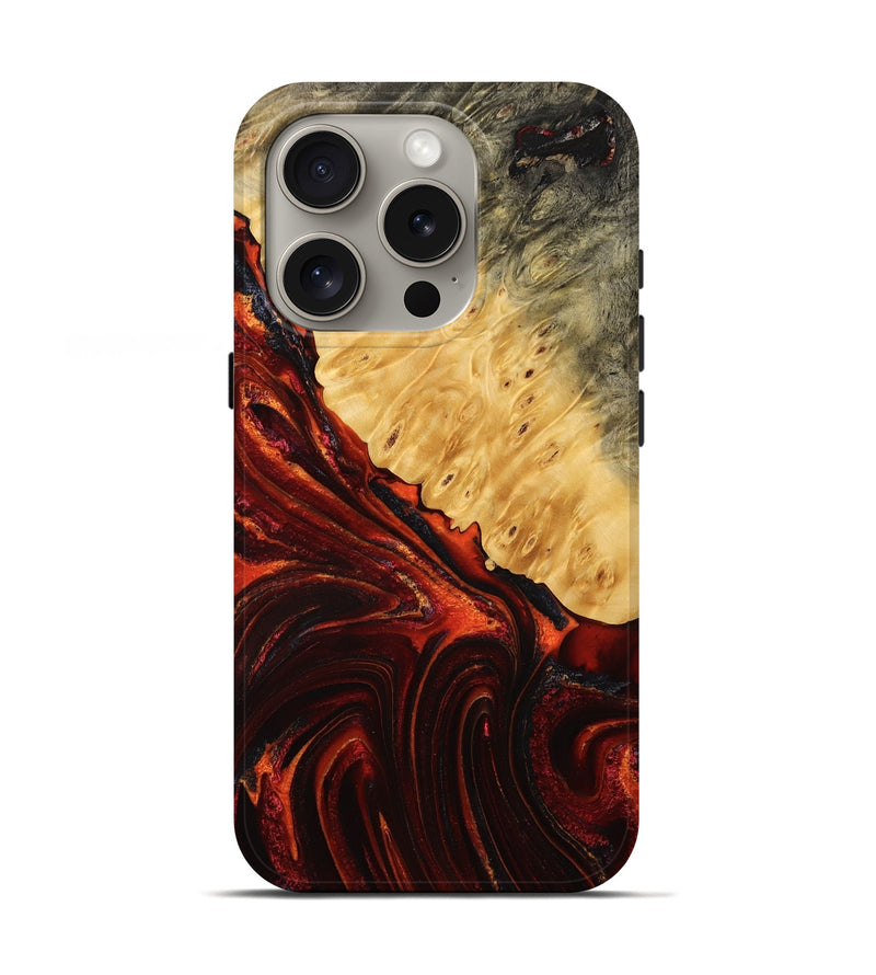 iPhone 16 Pro Wood Live Edge Phone Case - Renata (Red, 767330)