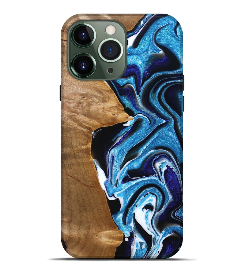iPhone 13 Pro Max Wood Live Edge Phone Case - Paralee (Blue, 767331)