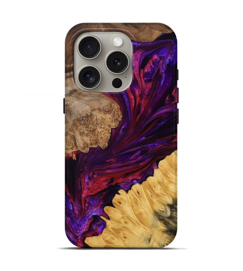 iPhone 16 Pro Wood Live Edge Phone Case - Kinslee (Purple, 767340)