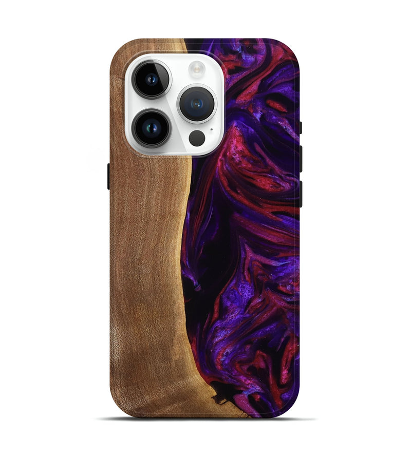iPhone 15 Pro Wood Live Edge Phone Case - Brianne (Purple, 767348)