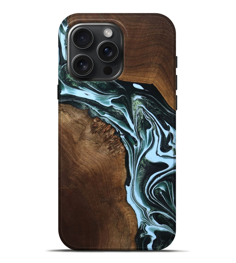 iPhone 16 Pro Max Wood Live Edge Phone Case - Azalea (Green, 767503)