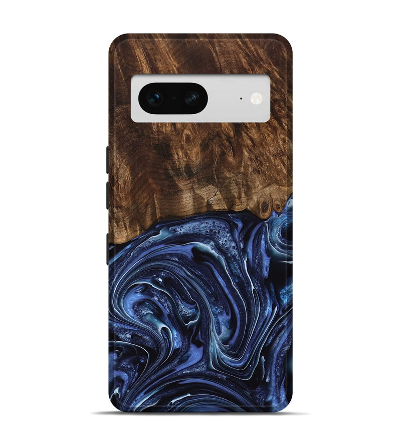 Pixel 7 Wood Live Edge Phone Case - Bear (Blue, 767507)