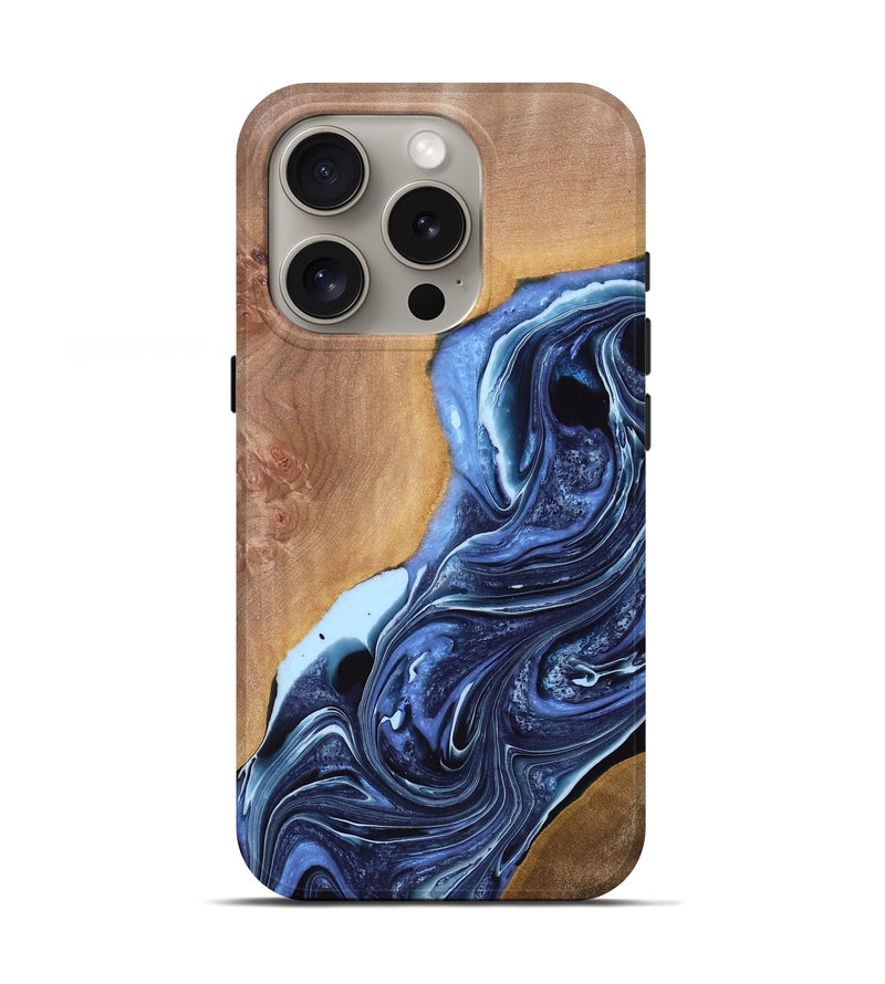 iPhone 16 Pro Wood Live Edge Phone Case - Isabela (Blue, 767508)