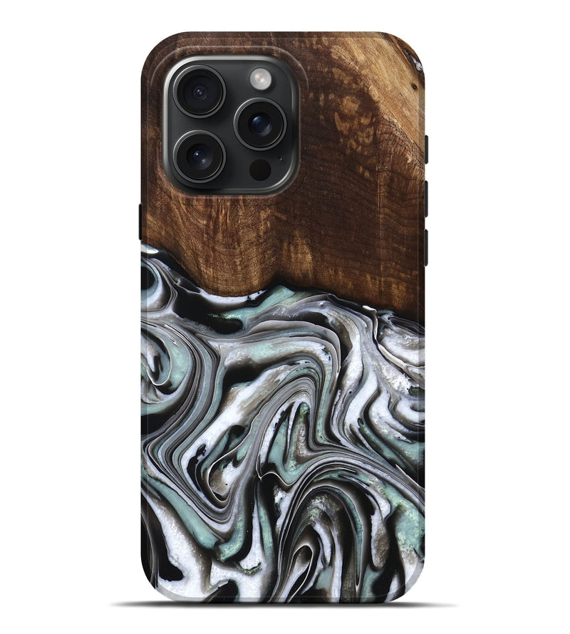 iPhone 16 Pro Max Wood Live Edge Phone Case - Ridge (Black & White, 767511)