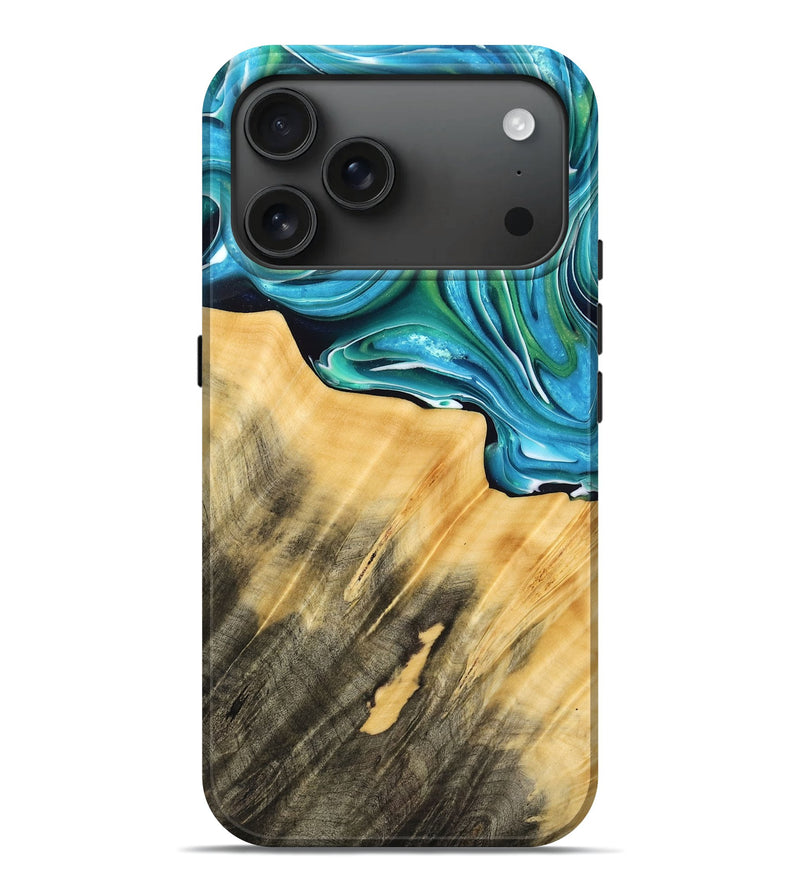 iPhone 17 Pro Max Wood Live Edge Phone Case - Jaxon (Blue, 767514)