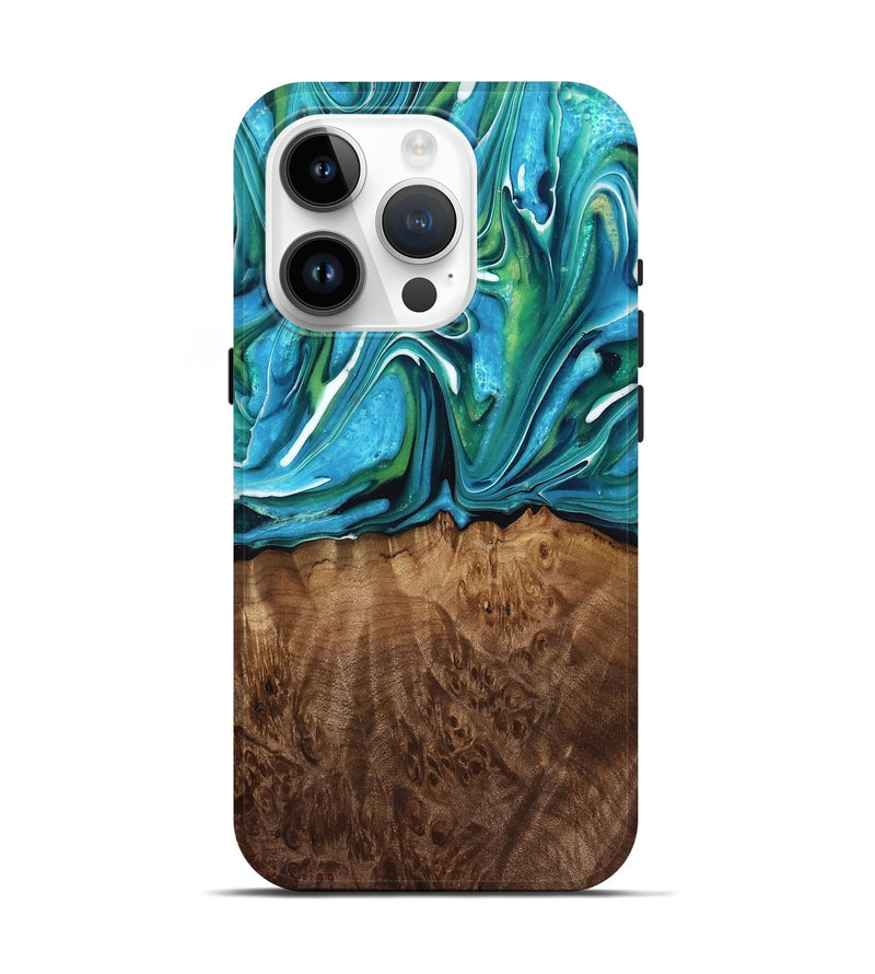 iPhone 15 Pro Wood Live Edge Phone Case - Thurman (Blue, 767515)
