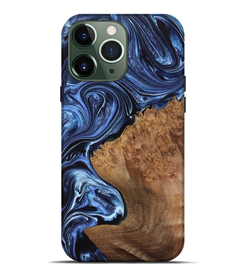 iPhone 13 Pro Max Wood Live Edge Phone Case - Wilmer (Blue, 767518)