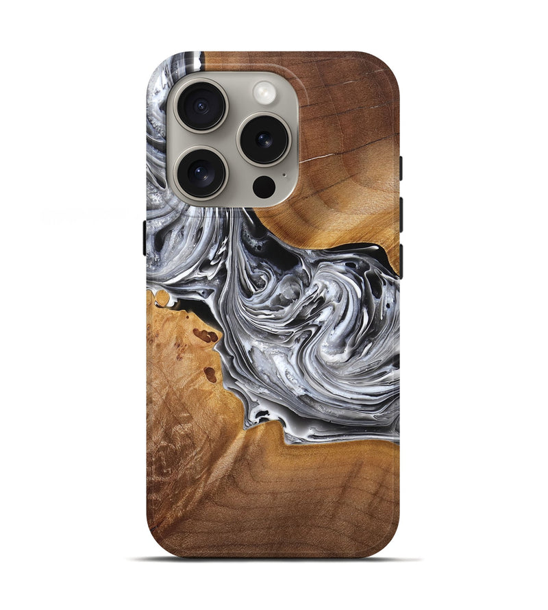 iPhone 16 Pro Wood Live Edge Phone Case - Floy (Black & White, 767519)