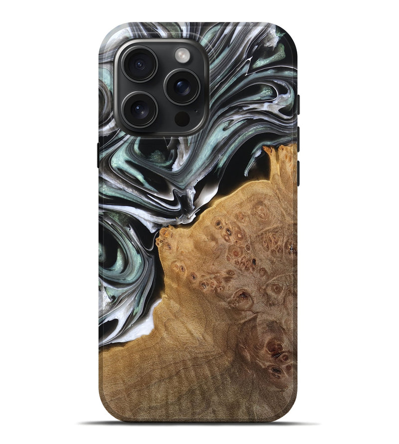 iPhone 16 Pro Max Wood Live Edge Phone Case - Muriel (Black & White, 767520)