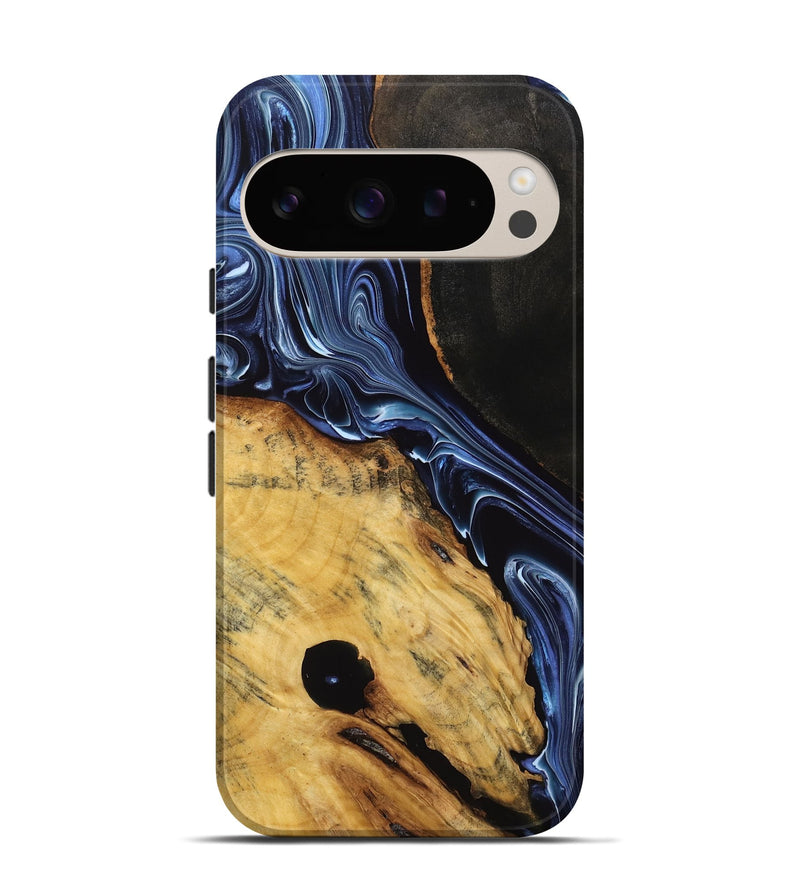 Pixel 9 Pro Wood Live Edge Phone Case - Aria (Blue, 767521)