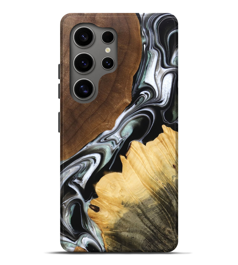 Galaxy S25 Ultra Wood Live Edge Phone Case - Tatyana (Black & White, 767522)