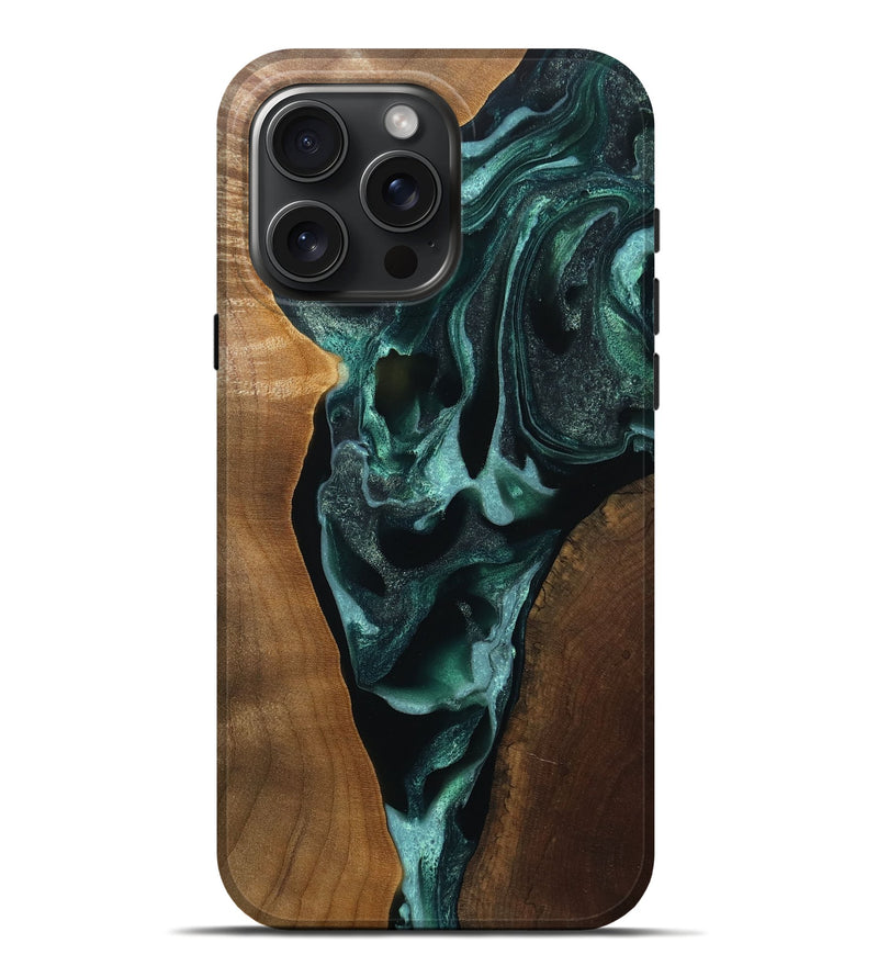 iPhone 16 Pro Max Wood Live Edge Phone Case - Rishi (Green, 767525)