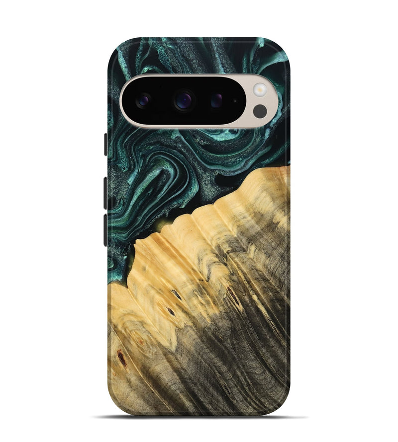 Pixel 9 Wood Live Edge Phone Case - Darby (Green, 767529)