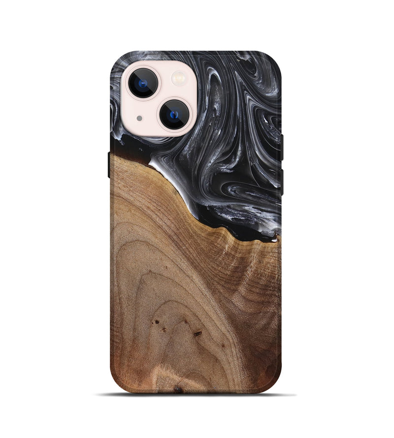 iPhone 13 mini Wood Live Edge Phone Case - Sol (Black & White, 767531)