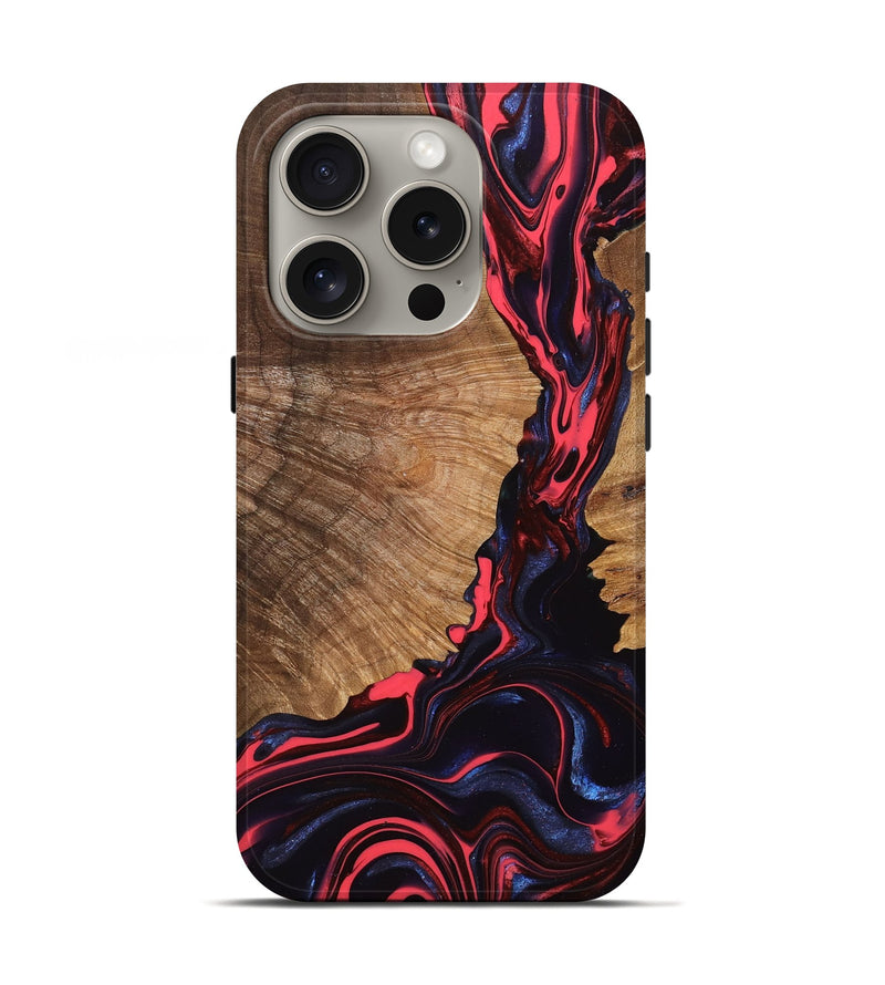 iPhone 16 Pro Wood Live Edge Phone Case - Trista (Red, 767533)