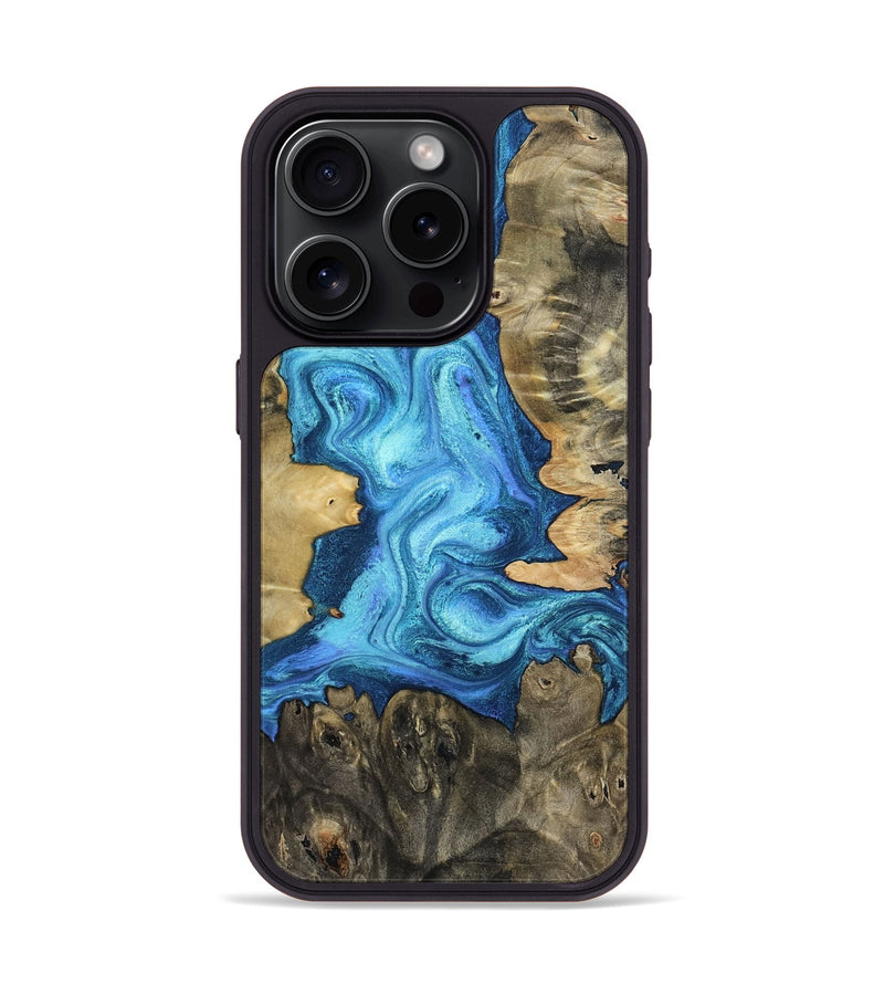 iPhone 15 Pro Wood Phone Case - Fiona (Blue, 767623)