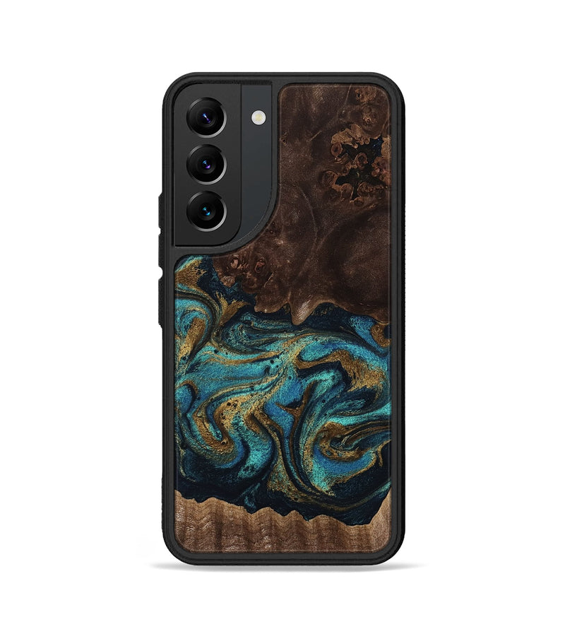 Galaxy S22 Wood Phone Case - Terence (Teal & Gold, 767931)