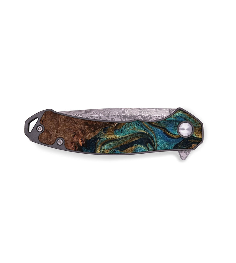 EDC Wood Pocket Knife - Garrick (Teal & Gold, 767945)