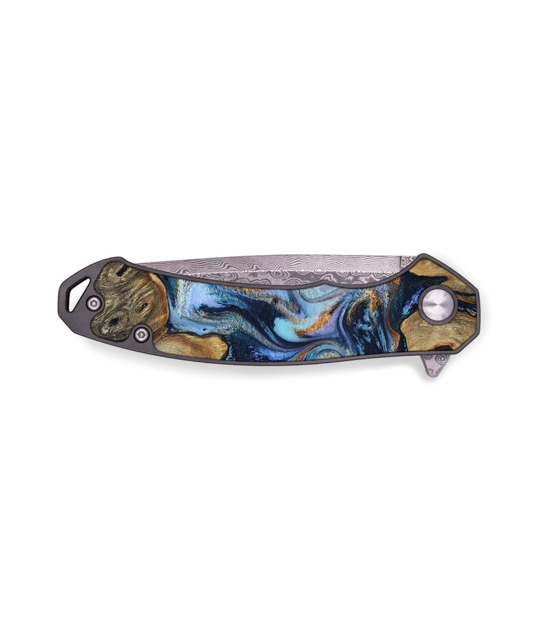 EDC Wood Pocket Knife - Lafe (Teal & Gold, 768016)