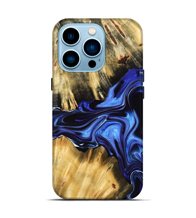iPhone 14 Pro Wood Live Edge Phone Case - Elina (Blue, 768252)