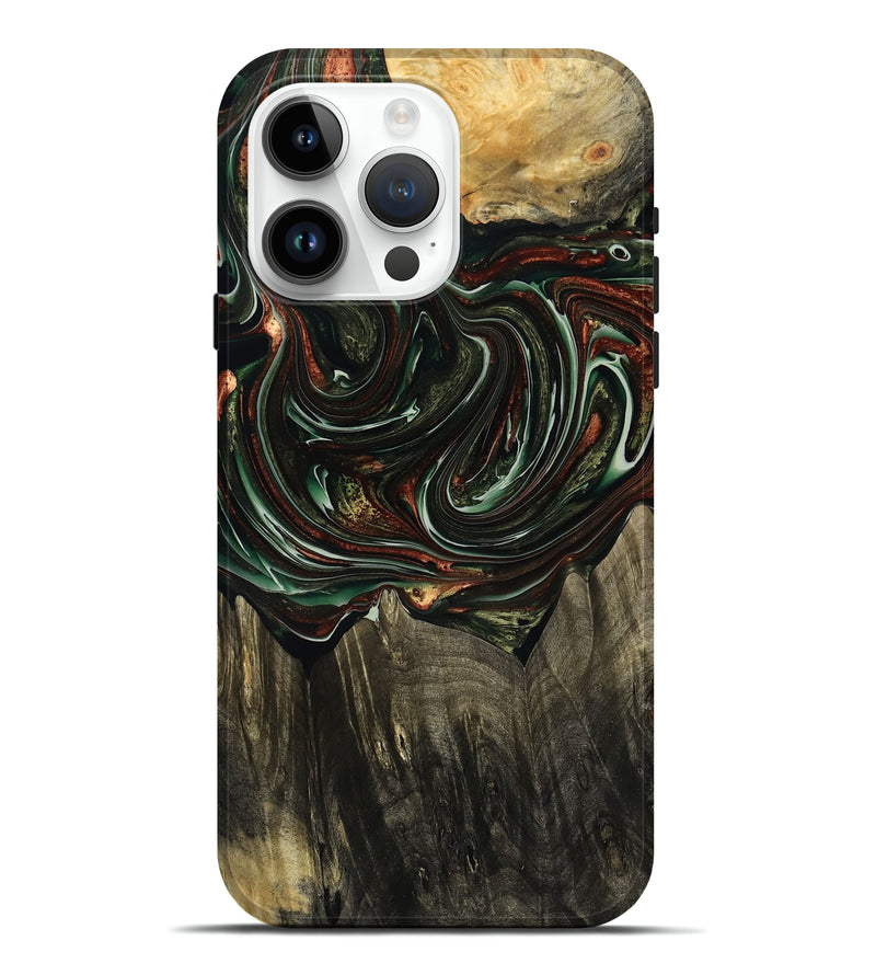 iPhone 15 Pro Max Wood Live Edge Phone Case - Faith (Green, 768270)